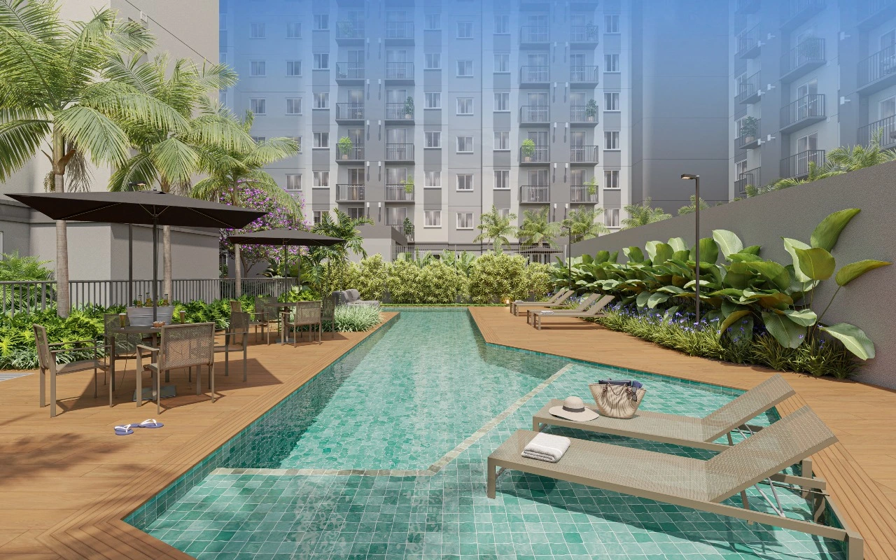 Piscina com solário